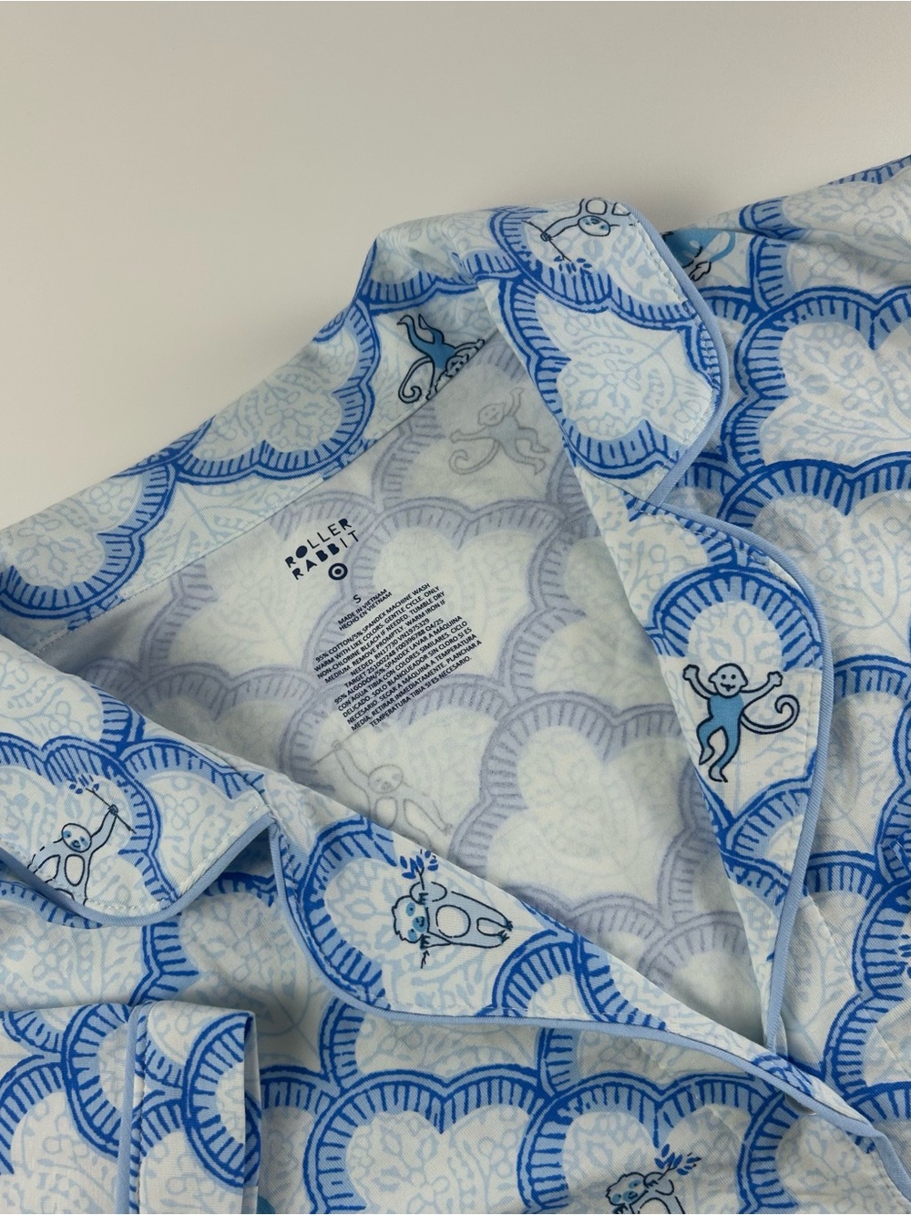 Roller Rabbit x Target WMNS SZ S Geo Trellis Short Sleeve Bamboo Blue White